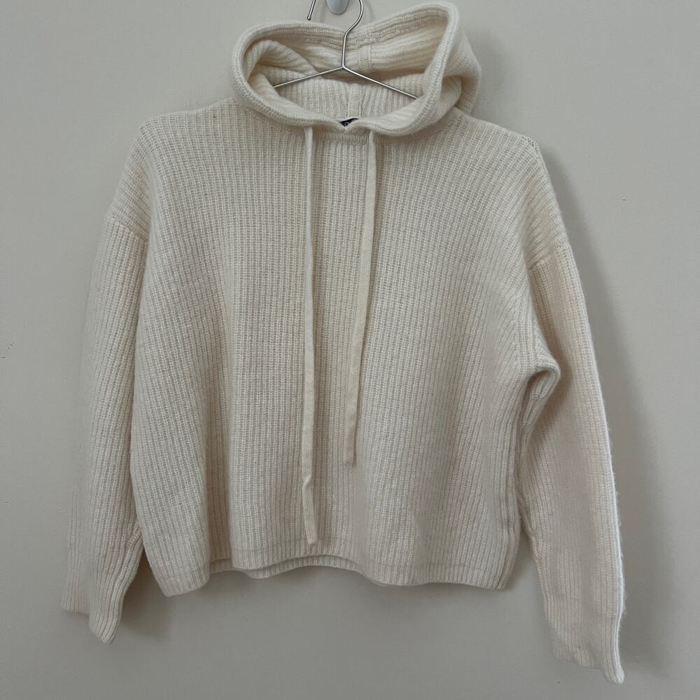 QUINCE 100% Cashmere Cream Hooded Sweater Size L